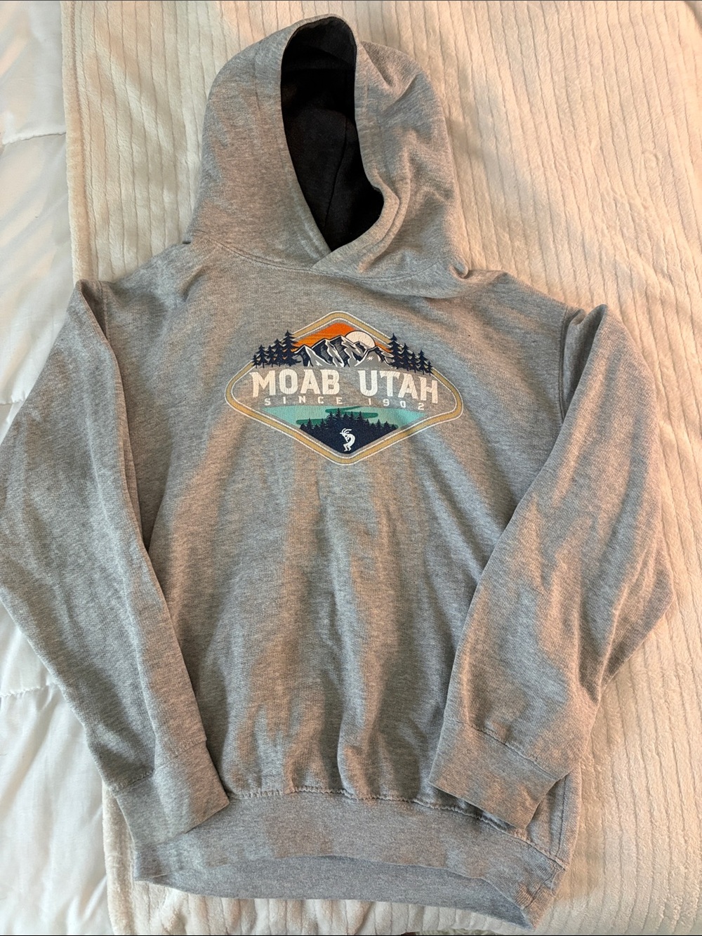 Moab Utah Graphic Hooded Sweatshirt - Gray